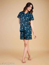 Trendy hosiery nightwear set, printed shirt and shorts for girls, comfortable and stylish sleepwear